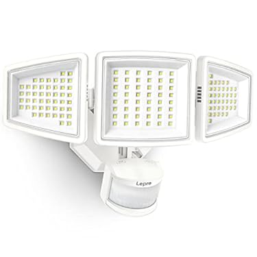 AMAZON - Lepro LED Security Lights, Outdoor Motion Sensor Light, Flood Lights with 3 Adjustable Heads, 270° Wide Lighting Angle, 27W 3200LM Super Bright, IP65 Waterproof for Yard Porch Garage, White
