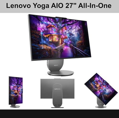 Image of Lenovo Yoga HIGH Performance All-in-One 27 inch IPS QHD Display (Intel Ultra 7-255H, 16GB LPDDR5X, 1TB PCIe SSD, Intel Arc 140T, WiFi 7, Webcam, Bluetooth 5.4, Win 11 Pro) w /DKZ USB Port Expander