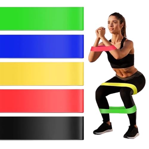 AQUACARE Exercise Resistance Band | Set of 5 Resistance Loops Extra Light to Extra Heavy Resistance | Work Out Bands Perfect for Gym, Fitness, Yoga (Multicolor) (Free Size, 1.0, Pack)-image-44