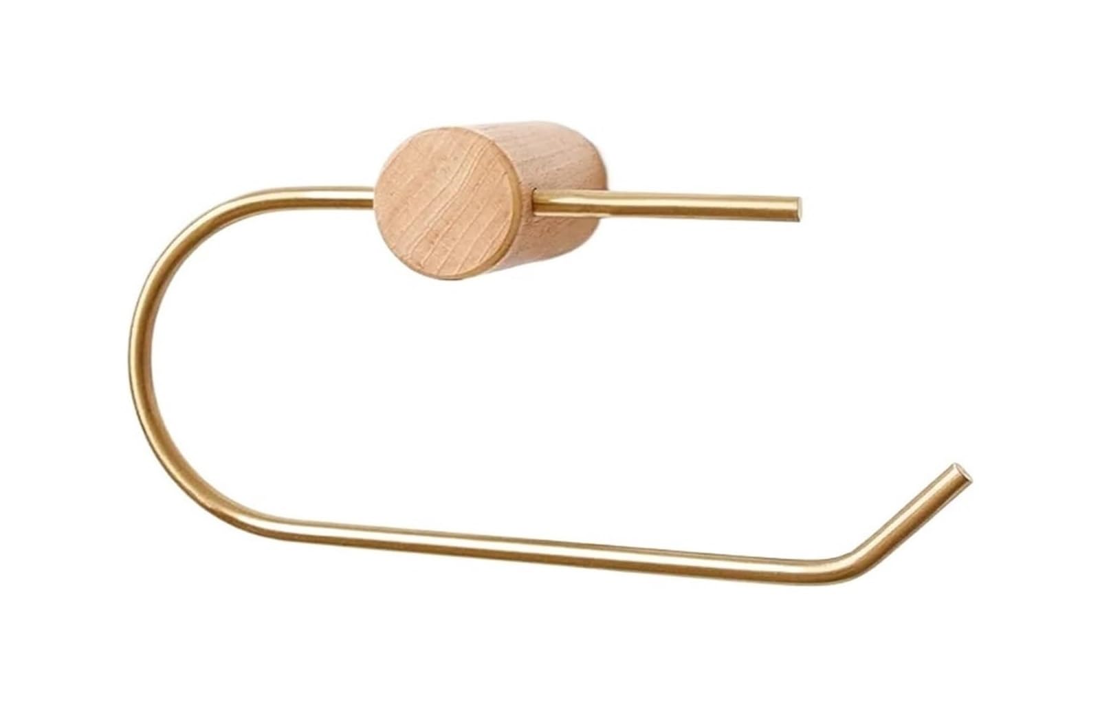 Toilet Roll Holder Wall Mounted, Brushed Brass Wood Nordic Toilet Roll Holder Multicolor Wall Mounted(Beech Brass Holder)