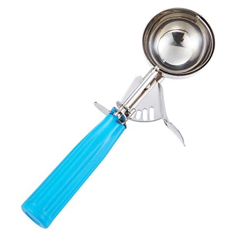 Portion Scoop - #16 (2 oz) - Disher, Cookie Scoop, Food Scoop - Portion Control - 18/8 Stainless Steel, Blue Handle Cover