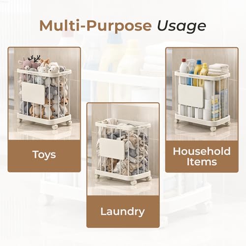 Image of HomeEssentials Large Foldable Laundry Basket with - Heavy Duty Fabric Laundry Bag for Clothes & Toy Storage - Collapsible Clothes Hamper with Handles - Multi-Purpose Home Organization Bin, Cream