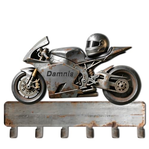 AHROZHOUIK Cintre Clé Moto Personnalisé Mural Nom Personnalisé Crochet Clé En Métal Porte Maison Cadeau Pour La Famille Amis Amoureux De La Moto Pendaison De Crémaillère Cadeau (style 7)