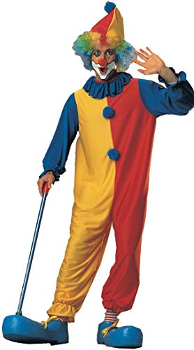 Classic Clown Adult Costume, Blue, Yellow & Red, Standard Size-fits up to 44 Jacket