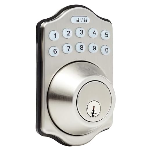 Amazon Basics Traditional Electronic Keypad Deadbolt Door Lock, Keyed Entry, Satin Nickel