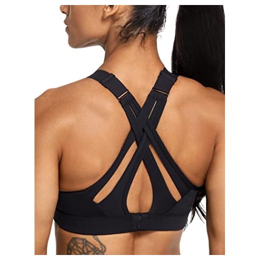 Yvette Sport BH Starker Halt Verstellbar Träger Gekreuzt Rücken Große Größen für Fitness Lauf Yoga, Schwarz, M