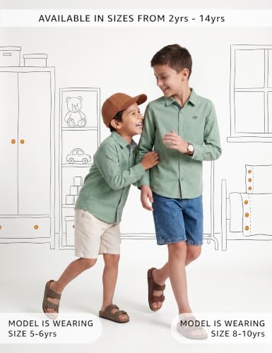Image of Amazon Brand - Symbol Boys 100% Cotton Casual Shirt | Full Sleeves | Regular Fit | Age 2-14 Years