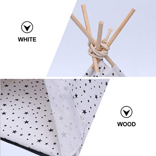 VILLCASE Pet Teepee Tents, Portable Dog Teepee Bed with Thick Cushion, Stars Pattern Teepee Tent House for Small Dogs or Cats - Image 3