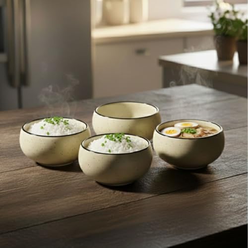 Image of Freakway Handmade 150ml Speckled Ceramic Bowl Set (4 pc), Microwave & Dishwasher Safe, 3.4 inch Compact Dipping & Snack Bowls, Ideal for Gifting