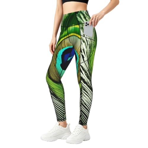Leggings verdes de pavo real y top para entrenamiento de mujer