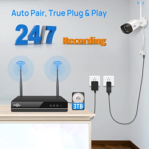 Image of Hiseeu 5MP Outdoor WiFi Security Camera System, 10CH 8-Camera Kit | Color Night Vision, 2-Way Audio, IP66 Weatherproof, 3TB HDD Storage, 24 /7 Recording, No Monthly Fees
