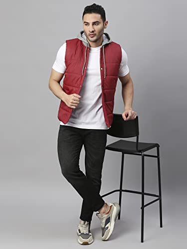 Image of Dennis Lingo Color Block Polyester Regular Fit Full Sleeves Men's Hooded Puffer Jacket with 2 Pockets - Lightweight Casual Winterwear for Men