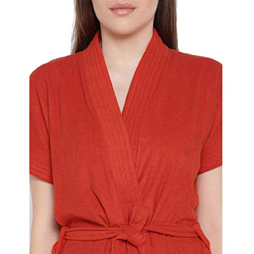 Image of bathrobes terry cotton free size bathrobe for women, bathsuit fit up to 42 inches chest size ladies - Cherry Red bathrobe