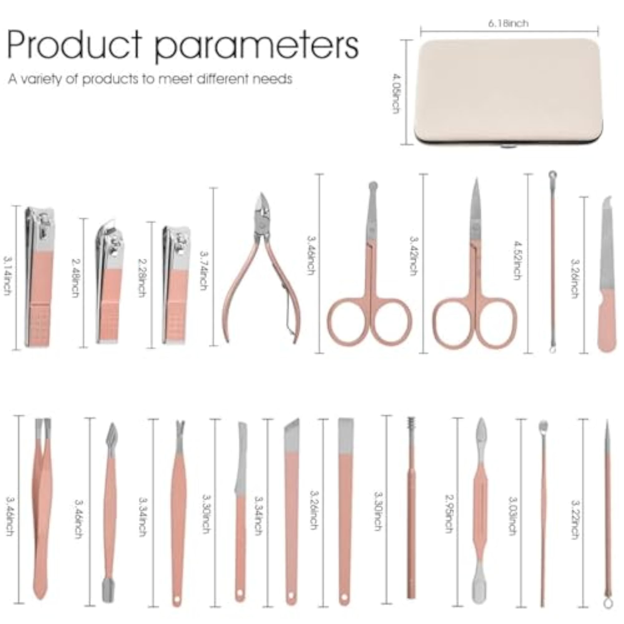 18-Piece Stainless Steel Nail Kit for Women, Professional Grooming Set