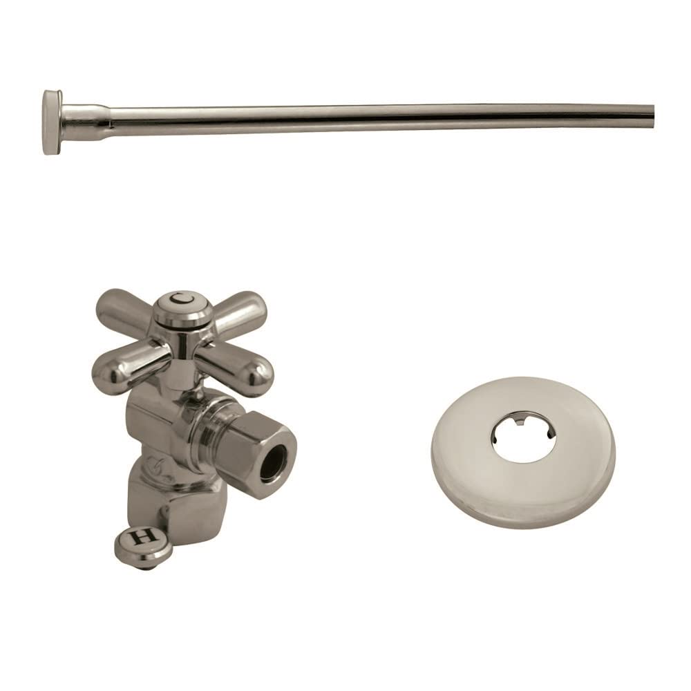 Kingston Brass KTK101P kit de suministros para inodoro con entrada IPS de 1/2 pulgada, salida de compresión de 3/8 pulgadas, cromo pulido, KTK108P
