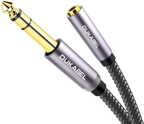 DUKABEL TopSeries 6.35mm (1/4 inch) to 3.5mm (1/8 inch) Headphone Jack Adapter, 1/8 (Female) to 1/4 (Male) Extension Cable, 3.5 to 6.35 Audio Cable for Mixer Guitar Piano Amplifier Speaker and More