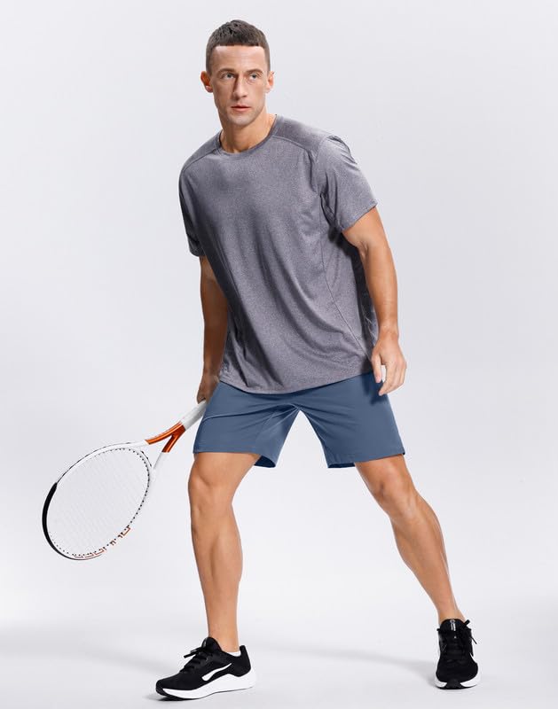 Image of GGJ Men's Lightweight Athletic Shorts with 2 Zipper Pockets 7 inch /9 inch /5 inch Gym Workout Running Quick Dry Tennis Shorts for Men