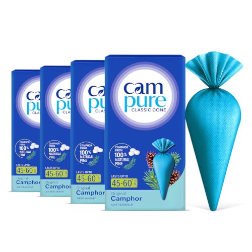 Image of CamPure Camphor Cone Pack Of 4-100% Organic | Air Freshener For Car, Wardrobe, Office Cabin's, Drawers, Travel Bag & Bathroom