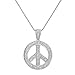 Amanda Rose Collection Diamond Peace Sign Pendant Necklace in Sterling Silver on an 18in Box Chain | Real Diamond Necklaces Gifts for Women