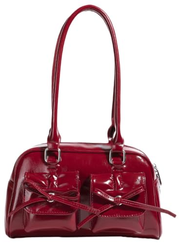 Sister Amy® Vintage Bow Shoulder Bag - Japanese Kawaii Tote Handbag Y2K Retro Style Faux Leather Crossbody Purse