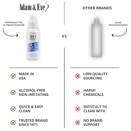 Image of Adam & Eve Sex Toy Cleaner, 4 In 1 Pure And Clean Misting Spray, Fast Acting Misting Spray For Adult Toys, Vibrators, Dildos, Fresh Scent, Water Based Formula Perfect for Gifting, 4 oz (Pack of 2)