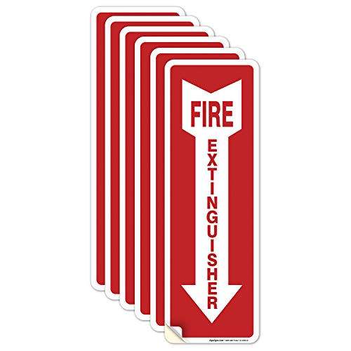 (6 Pack) Fire Extinguisher Sign 4 X 12