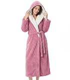 DAVID ARCHY Bata de felpa para mujer con capucha, S