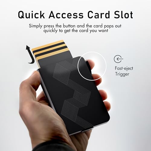 Wallet for Men, Mens Wallet Minimalist Slim Wallet, Cash Slot, ID Window, Credit Card Slots, RFID Blocking Smart Pop-up Money Clip, Metal Aluminum Credit Card Holder Bifold Wallet（Carbon Fiber Black）3