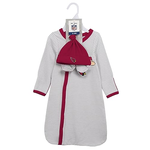 Outerstuff NFL Arizona Cardinals Newborn Unisex Baby Soft Sleep Gown Pajamas with Hat and Socks, One Size (0m-9m)