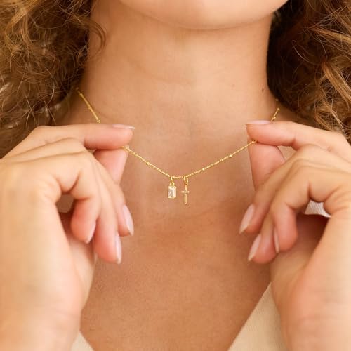Josephine Cross Birthstone Necklace - Hypoallergenic 14K Gold Plated Brass with Sparkling Cubic Zirconia Stones - Women's Necklaces - Gifts for Mom2