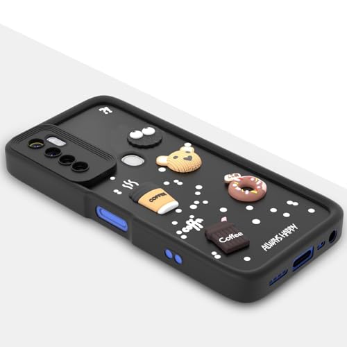 Image of Bintage Cute Fun Taddy| 3D Ball Bear| Donut| Coffee Rubber Case Full Body & Camera Protection Back Cover Compatible for Infinix Hot 9 / Hot 9PRO - Black