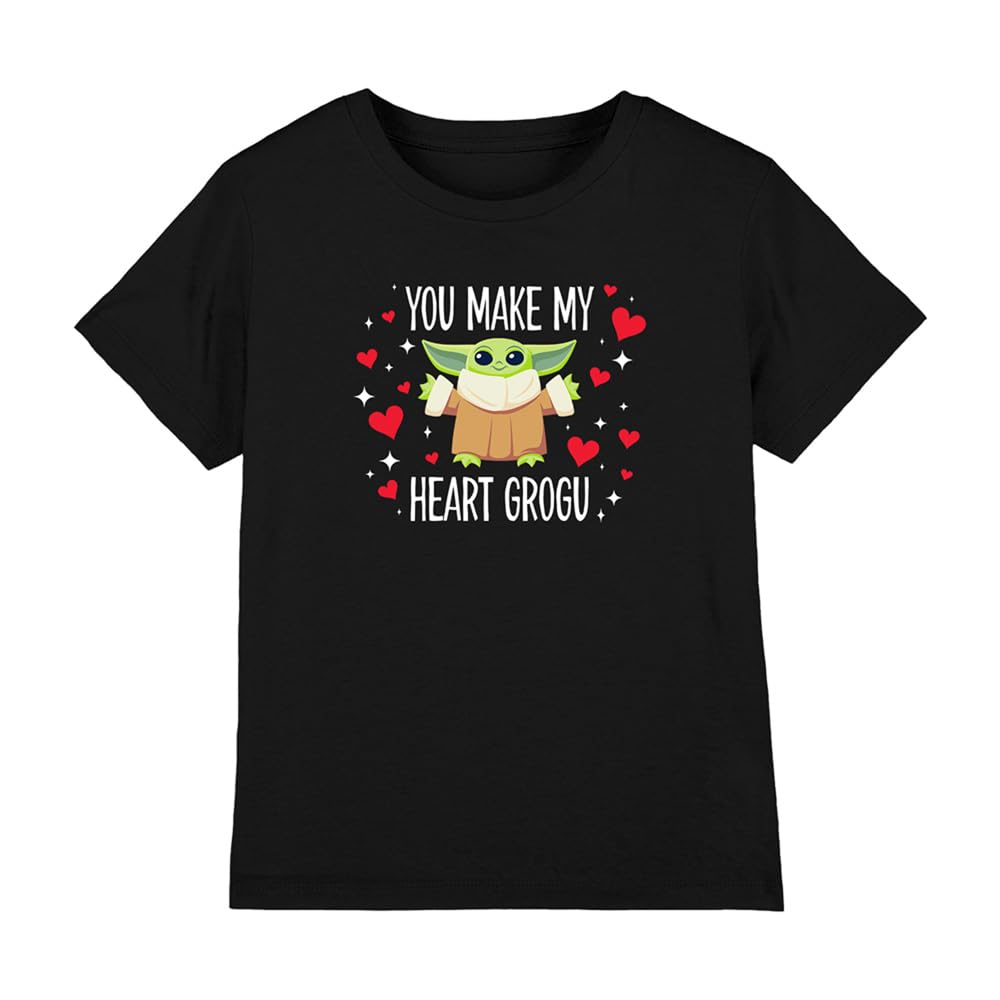 Star Wars You Make My Heart Grogu Kids T Shirt, Black, 12-13Y