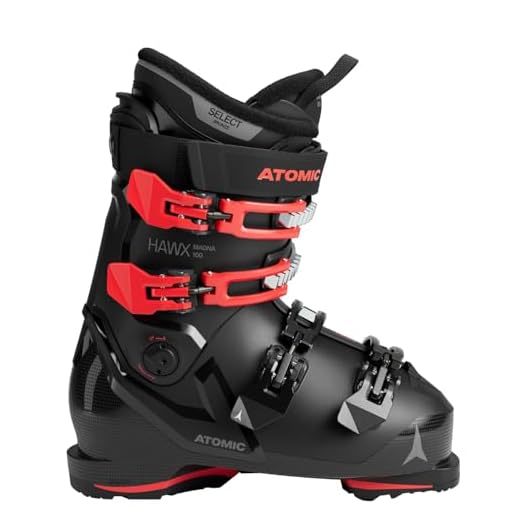 ATOMIC HAWX Magna 100 Skischuhe in Schwarz/Rot - Größe 39/40 - Breite Ski-Boots mit 102 mm Passform & 100er-Flex - Hochwertige Ski-Schuhe mit individuellem Memory Fit