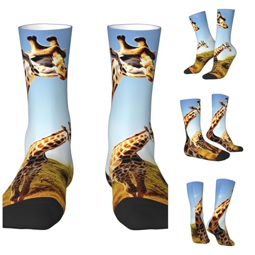 LZQPOEAS Wild Giraffe Athletic Socks Unisex Cushioned Crew Socks Hiking Running Calf Sock Soft Above Ankle Sock