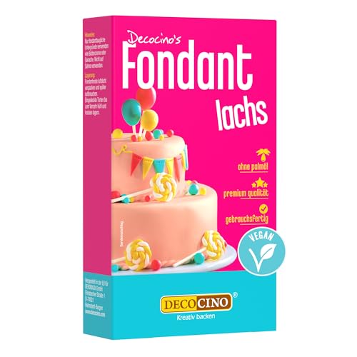 DECOCINO Fondant Lachs 250 g ideal zum Verzieren von Kuchen Torten Cupcakes Palmölfrei & vegan