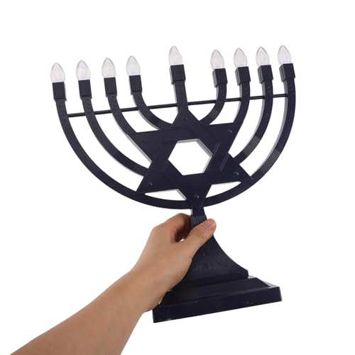 Menorá eléctrica de Janucá candelabro recargable USB de 9 brazos LED azul 4
