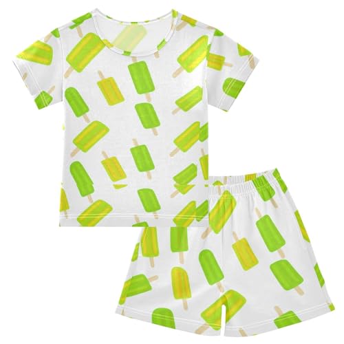 Ice Cream Lime Pajama Set Short Sleeve Summer Pajamas Sleepwear Nightwear Set Cotton 5Y