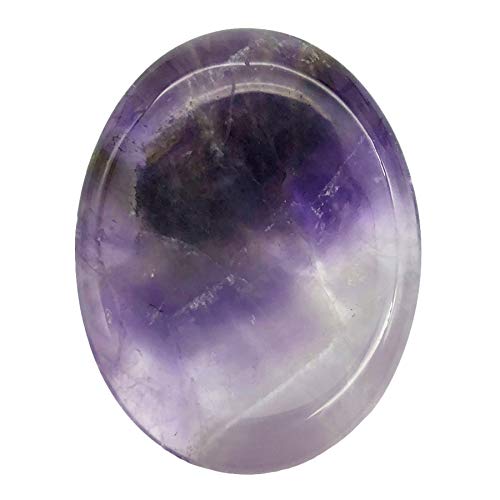 Fekuar Natural Oval Amethyst Crystal Thumb Worry Stone, Hand Carved Healing Crystal Pocket Stones for Anxiety Stress Relief Meditation