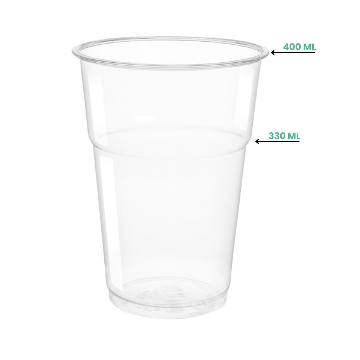 500 Bicchieri in Plastica Kristal da 400 ml - Set di 500, Resistenti e Riutilizzabili, Trasparenti e Eleganti, Ideali per Birra, Feste, Eventi e Uso Quotidiano