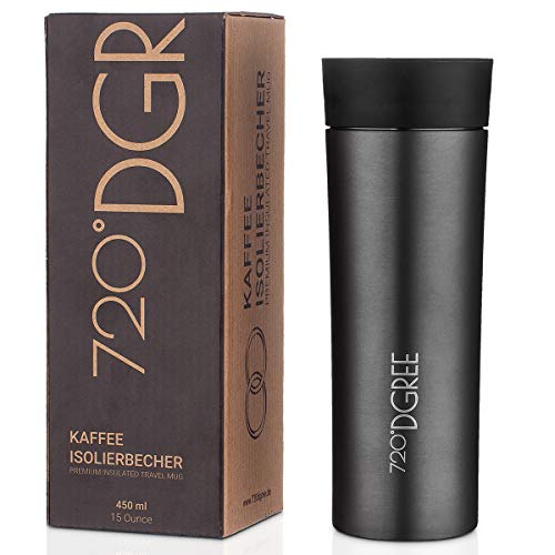 720°DGREE Travel Mug “PleasureToGo“ - 450ml - Leakproof, BPA-Free Stainless Steel Thermo Cup for Coffee & Tea to Go with Lid - Vacuum Insulated Flask - For Hot & Cold Drinks When- & Wherever you Want