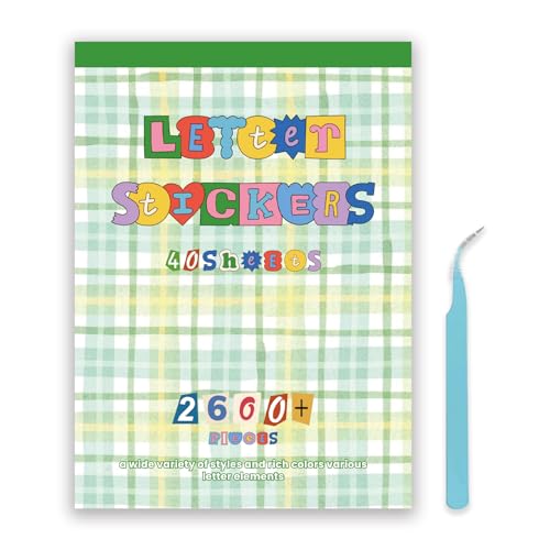 ZHIJIANHZ 2600Pcs Magazine Letter Stickers Book for Scrapbook Album Vintage Ransom Alphabet Stickers for Journaling Scrapbook Supplies and Book Decor with 40 Sheets Pre-Cut Viny