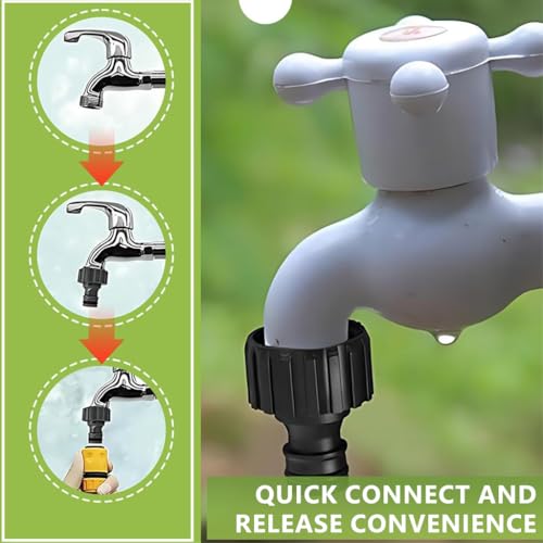 Image of HASTHIP 4Pcs Garden Hose Connector, 1 /2 inch Quick Connect Fitting, Universal Hose Quick Release Adapter for 1 /2 Inch Hose Pipe, Water Hose Connector for Lawn, Garden, and Outdoor Irrigation