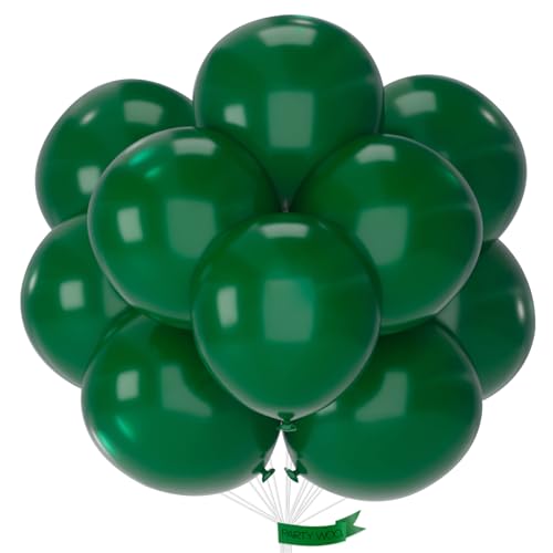 Image of PartyWoo Dark Green Balloons 20pcs 18 Inch Emerald Hunter Forest Green Balloons for Wedding Boy Baby Shower Birthday Christmas Graduation Dinosaur Jungle Golf Theme Party Decorations Green-Y56