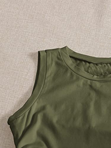 Floerns Women's Graphic Print Sleeveless Drawstring Ruched Crop Tank Top Army Green M #TOP2