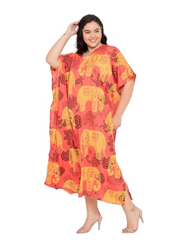 Image of Gypsie Blu Women Plus Size Kaftan Dress Beach Cover Up Maxi Dresses for Women, V-Neck Kimono Sleeve 1X-3X