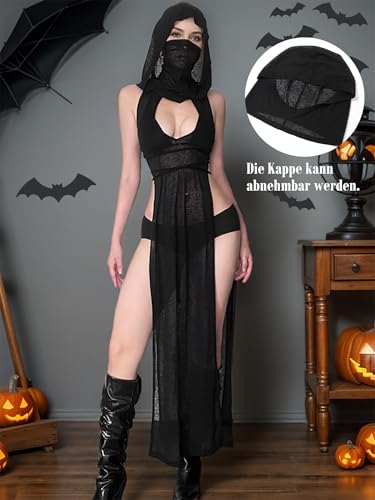 Mingnos Women Goth Dress Cutout High Slit Sheer Punk Festival Christmas Rave Outfits3