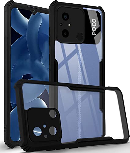 Image of Jkobi Back Cover Case for Poco C55 (Shockproof with Polycarbonate Clear Panel | Professional Black)
