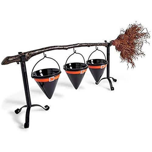 Huazi2 Halloween Pumpkin Snack Bowl Stand,Hocus-Pocus Snack Bowl Stand,Adorable Broomstick Snack Bowl Stand,Dessert Stands Fruit Plates for Halloween Xmas Party Decorations