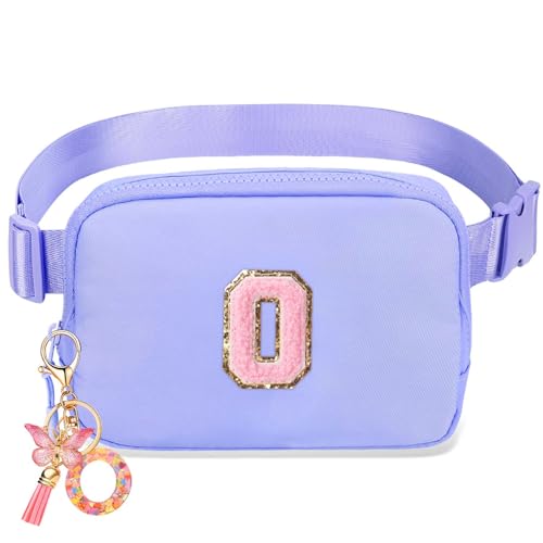 Image of Belt Bag for Girls Gifts - Birthday Gifts for Teenager, Personalized Gifts for Mom Freind Sister Teacher, Graduation GiftsInitial Crossbody Bag Belt Bag for Women Lavender Purple O