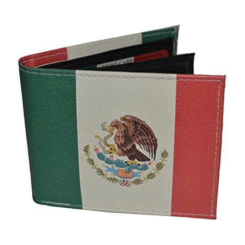 LB LEATHERBOSS Mens Bifold Exotic Wallet Picture Mexican Flag with printed gift box Cover